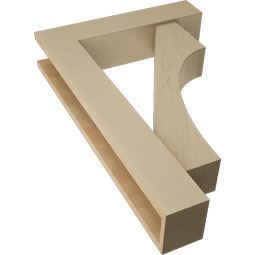 Ekena Millwork - BKTUR0554X24X36WTL05RCPR - Timberthane Faux Wood Westlake Style Bracket w/ Offset Brace, Block Ends, 5 1/2"W x 24"D x 36"H, Primed Tan