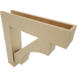 Ekena Millwork - BKTUR0554X26X26WTL05RCPR - Timberthane Faux Wood Westlake Style Bracket w/ Offset Brace, Block Ends, 5 1/2"W x 26"D x 26"H, Primed Tan