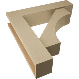 Ekena Millwork - BKTUR0554X26X26WTL05RCPR - Timberthane Faux Wood Westlake Style Bracket w/ Offset Brace, Block Ends, 5 1/2"W x 26"D x 26"H, Primed Tan