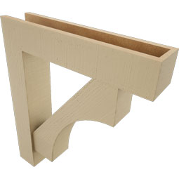 Ekena Millwork - BKTUR0554X26X30WTL05RCPR - Timberthane Faux Wood Westlake Style Bracket w/ Offset Brace, Block Ends, 5 1/2"W x 26"D x 30"H, Primed Tan