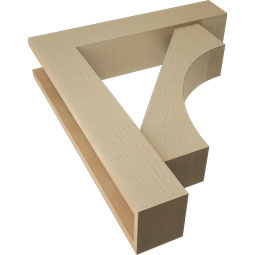 Ekena Millwork - BKTUR0554X26X30WTL05RCPR - Timberthane Faux Wood Westlake Style Bracket w/ Offset Brace, Block Ends, 5 1/2"W x 26"D x 30"H, Primed Tan