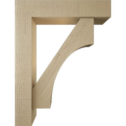 Ekena Millwork - BKTUR0554X26X34WTL05RCPR - Timberthane Faux Wood Westlake Style Bracket w/ Offset Brace, Block Ends, 5 1/2"W x 26"D x 34"H, Primed Tan