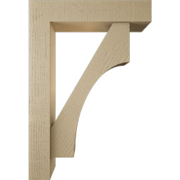 Ekena Millwork - BKTUR0554X26X38WTL05RCPR - Timberthane Faux Wood Westlake Style Bracket w/ Offset Brace, Block Ends, 5 1/2"W x 26"D x 38"H, Primed Tan