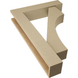 Ekena Millwork - BKTUR0554X26X38WTL05RCPR - Timberthane Faux Wood Westlake Style Bracket w/ Offset Brace, Block Ends, 5 1/2"W x 26"D x 38"H, Primed Tan