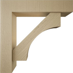 Ekena Millwork - BKTUR0554X28X28WTL05RCPR - Timberthane Faux Wood Westlake Style Bracket w/ Offset Brace, Block Ends, 5 1/2"W x 28"D x 28"H, Primed Tan