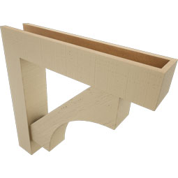 Ekena Millwork - BKTUR0554X28X28WTL05RCPR - Timberthane Faux Wood Westlake Style Bracket w/ Offset Brace, Block Ends, 5 1/2"W x 28"D x 28"H, Primed Tan