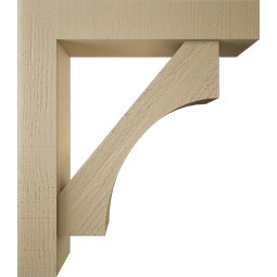 Ekena Millwork - BKTUR0554X28X32WTL05RCPR - Timberthane Faux Wood Westlake Style Bracket w/ Offset Brace, Block Ends, 5 1/2"W x 28"D x 32"H, Primed Tan