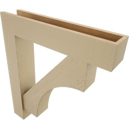 Ekena Millwork - BKTUR0554X28X32WTL05RCPR - Timberthane Faux Wood Westlake Style Bracket w/ Offset Brace, Block Ends, 5 1/2"W x 28"D x 32"H, Primed Tan