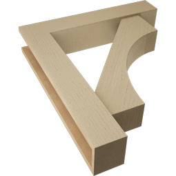 Ekena Millwork - BKTUR0554X28X32WTL05RCPR - Timberthane Faux Wood Westlake Style Bracket w/ Offset Brace, Block Ends, 5 1/2"W x 28"D x 32"H, Primed Tan