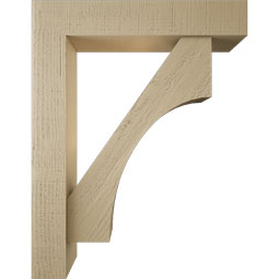 Ekena Millwork - BKTUR0554X28X36WTL05RCPR - Timberthane Faux Wood Westlake Style Bracket w/ Offset Brace, Block Ends, 5 1/2"W x 28"D x 36"H, Primed Tan
