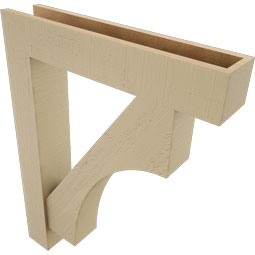 Ekena Millwork - BKTUR0554X28X36WTL05RCPR - Timberthane Faux Wood Westlake Style Bracket w/ Offset Brace, Block Ends, 5 1/2"W x 28"D x 36"H, Primed Tan