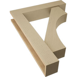 Ekena Millwork - BKTUR0554X28X36WTL05RCPR - Timberthane Faux Wood Westlake Style Bracket w/ Offset Brace, Block Ends, 5 1/2"W x 28"D x 36"H, Primed Tan