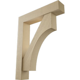 Ekena Millwork - BKTUR0554X28X36WTL05RCPR - Timberthane Faux Wood Westlake Style Bracket w/ Offset Brace, Block Ends, 5 1/2"W x 28"D x 36"H, Primed Tan