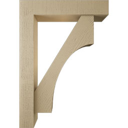 Ekena Millwork - BKTUR0554X28X40WTL05RCPR - Timberthane Faux Wood Westlake Style Bracket w/ Offset Brace, Block Ends, 5 1/2"W x 28"D x 40"H, Primed Tan