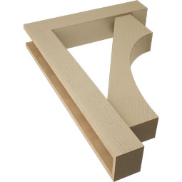 Ekena Millwork - BKTUR0554X28X40WTL05RCPR - Timberthane Faux Wood Westlake Style Bracket w/ Offset Brace, Block Ends, 5 1/2"W x 28"D x 40"H, Primed Tan