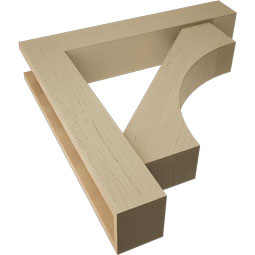 Ekena Millwork - BKTUR0554X30X30WTL05RCPR - Timberthane Faux Wood Westlake Style Bracket w/ Offset Brace, Block Ends, 5 1/2"W x 30"D x 30"H, Primed Tan