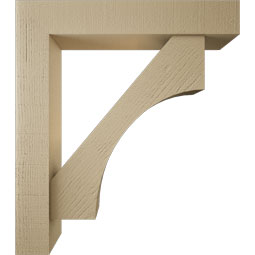 Ekena Millwork - BKTUR0554X30X34WTL05RCPR - Timberthane Faux Wood Westlake Style Bracket w/ Offset Brace, Block Ends, 5 1/2"W x 30"D x 34"H, Primed Tan
