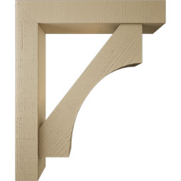 Ekena Millwork - BKTUR0554X30X36WTL05RCPR - Timberthane Faux Wood Westlake Style Bracket w/ Offset Brace, Block Ends, 5 1/2"W x 30"D x 36"H, Primed Tan