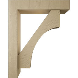 Ekena Millwork - BKTUR0554X30X38WTL05RCPR - Timberthane Faux Wood Westlake Style Bracket w/ Offset Brace, Block Ends, 5 1/2"W x 30"D x 38"H, Primed Tan