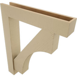 Ekena Millwork - BKTUR0554X30X38WTL05RCPR - Timberthane Faux Wood Westlake Style Bracket w/ Offset Brace, Block Ends, 5 1/2"W x 30"D x 38"H, Primed Tan
