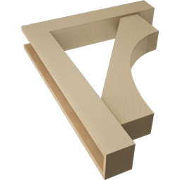Ekena Millwork - BKTUR0554X30X38WTL05RCPR - Timberthane Faux Wood Westlake Style Bracket w/ Offset Brace, Block Ends, 5 1/2"W x 30"D x 38"H, Primed Tan