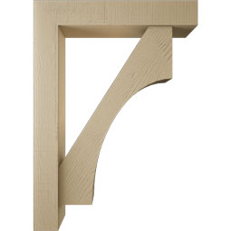 Ekena Millwork - BKTUR0554X30X42WTL05RCPR - Timberthane Faux Wood Westlake Style Bracket w/ Offset Brace, Block Ends, 5 1/2"W x 30"D x 42"H, Primed Tan