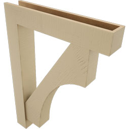 Ekena Millwork - BKTUR0554X30X42WTL05RCPR - Timberthane Faux Wood Westlake Style Bracket w/ Offset Brace, Block Ends, 5 1/2"W x 30"D x 42"H, Primed Tan
