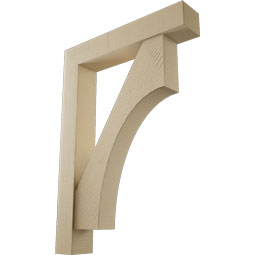 Ekena Millwork - BKTUR0554X30X42WTL05RCPR - Timberthane Faux Wood Westlake Style Bracket w/ Offset Brace, Block Ends, 5 1/2"W x 30"D x 42"H, Primed Tan