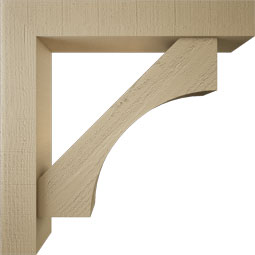 Ekena Millwork - BKTUR0554X32X32WTL05RCPR - Timberthane Faux Wood Westlake Style Bracket w/ Offset Brace, Block Ends, 5 1/2"W x 32"D x 32"H, Primed Tan