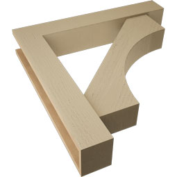 Ekena Millwork - BKTUR0554X32X32WTL05RCPR - Timberthane Faux Wood Westlake Style Bracket w/ Offset Brace, Block Ends, 5 1/2"W x 32"D x 32"H, Primed Tan