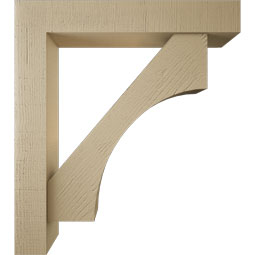 Ekena Millwork - BKTUR0554X32X36WTL05RCPR - Timberthane Faux Wood Westlake Style Bracket w/ Offset Brace, Block Ends, 5 1/2"W x 32"D x 36"H, Primed Tan