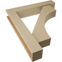 Ekena Millwork - BKTUR0554X32X36WTL05RCPR - Timberthane Faux Wood Westlake Style Bracket w/ Offset Brace, Block Ends, 5 1/2"W x 32"D x 36"H, Primed Tan