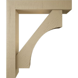 Ekena Millwork - BKTUR0554X32X38WTL05RCPR - Timberthane Faux Wood Westlake Style Bracket w/ Offset Brace, Block Ends, 5 1/2"W x 32"D x 38"H, Primed Tan