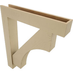 Ekena Millwork - BKTUR0554X32X38WTL05RCPR - Timberthane Faux Wood Westlake Style Bracket w/ Offset Brace, Block Ends, 5 1/2"W x 32"D x 38"H, Primed Tan