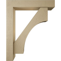 Ekena Millwork - BKTUR0554X32X40WTL05RCPR - Timberthane Faux Wood Westlake Style Bracket w/ Offset Brace, Block Ends, 5 1/2"W x 32"D x 40"H, Primed Tan