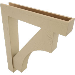 Ekena Millwork - BKTUR0554X32X40WTL05RCPR - Timberthane Faux Wood Westlake Style Bracket w/ Offset Brace, Block Ends, 5 1/2"W x 32"D x 40"H, Primed Tan
