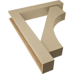 Ekena Millwork - BKTUR0554X32X40WTL05RCPR - Timberthane Faux Wood Westlake Style Bracket w/ Offset Brace, Block Ends, 5 1/2"W x 32"D x 40"H, Primed Tan