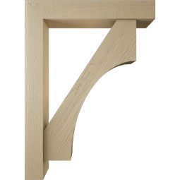 Ekena Millwork - BKTUR0554X32X44WTL05RCPR - Timberthane Faux Wood Westlake Style Bracket w/ Offset Brace, Block Ends, 5 1/2"W x 32"D x 44"H, Primed Tan