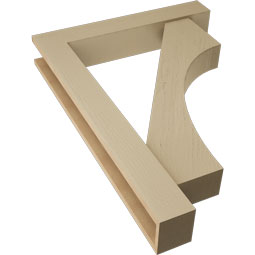 Ekena Millwork - BKTUR0554X32X44WTL05RCPR - Timberthane Faux Wood Westlake Style Bracket w/ Offset Brace, Block Ends, 5 1/2"W x 32"D x 44"H, Primed Tan