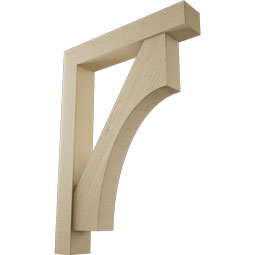 Ekena Millwork - BKTUR0554X32X44WTL05RCPR - Timberthane Faux Wood Westlake Style Bracket w/ Offset Brace, Block Ends, 5 1/2"W x 32"D x 44"H, Primed Tan