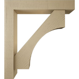 Ekena Millwork - BKTUR0554X34X38WTL05RCPR - Timberthane Faux Wood Westlake Style Bracket w/ Offset Brace, Block Ends, 5 1/2"W x 34"D x 38"H, Primed Tan