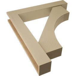 Ekena Millwork - BKTUR0554X34X38WTL05RCPR - Timberthane Faux Wood Westlake Style Bracket w/ Offset Brace, Block Ends, 5 1/2"W x 34"D x 38"H, Primed Tan