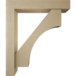 Ekena Millwork - BKTUR0554X34X40WTL05RCPR - Timberthane Faux Wood Westlake Style Bracket w/ Offset Brace, Block Ends, 5 1/2"W x 34"D x 40"H, Primed Tan