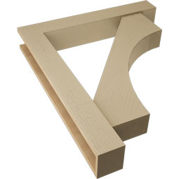 Ekena Millwork - BKTUR0554X34X40WTL05RCPR - Timberthane Faux Wood Westlake Style Bracket w/ Offset Brace, Block Ends, 5 1/2"W x 34"D x 40"H, Primed Tan
