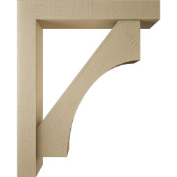 Ekena Millwork - BKTUR0554X34X42WTL05RCPR - Timberthane Faux Wood Westlake Style Bracket w/ Offset Brace, Block Ends, 5 1/2"W x 34"D x 42"H, Primed Tan