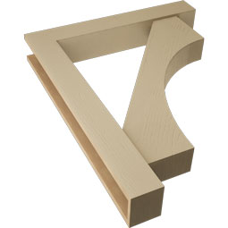 Ekena Millwork - BKTUR0554X34X42WTL05RCPR - Timberthane Faux Wood Westlake Style Bracket w/ Offset Brace, Block Ends, 5 1/2"W x 34"D x 42"H, Primed Tan