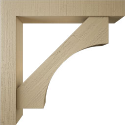 Ekena Millwork - BKTUR0554X36X36WTL05RCPR - Timberthane Faux Wood Westlake Style Bracket w/ Offset Brace, Block Ends, 5 1/2"W x 36"D x 36"H, Primed Tan