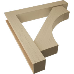 Ekena Millwork - BKTUR0554X36X36WTL05RCPR - Timberthane Faux Wood Westlake Style Bracket w/ Offset Brace, Block Ends, 5 1/2"W x 36"D x 36"H, Primed Tan
