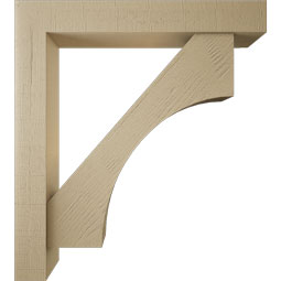 Ekena Millwork - BKTUR0554X36X40WTL05RCPR - Timberthane Faux Wood Westlake Style Bracket w/ Offset Brace, Block Ends, 5 1/2"W x 36"D x 40"H, Primed Tan