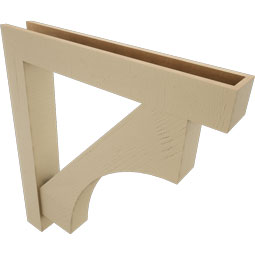 Ekena Millwork - BKTUR0554X36X40WTL05RCPR - Timberthane Faux Wood Westlake Style Bracket w/ Offset Brace, Block Ends, 5 1/2"W x 36"D x 40"H, Primed Tan